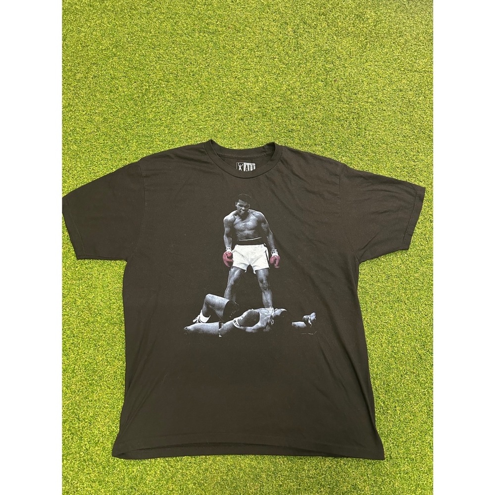 Muhammad Ali Sonny Liston Knockout Graphic T-Shirt Black Mens XL